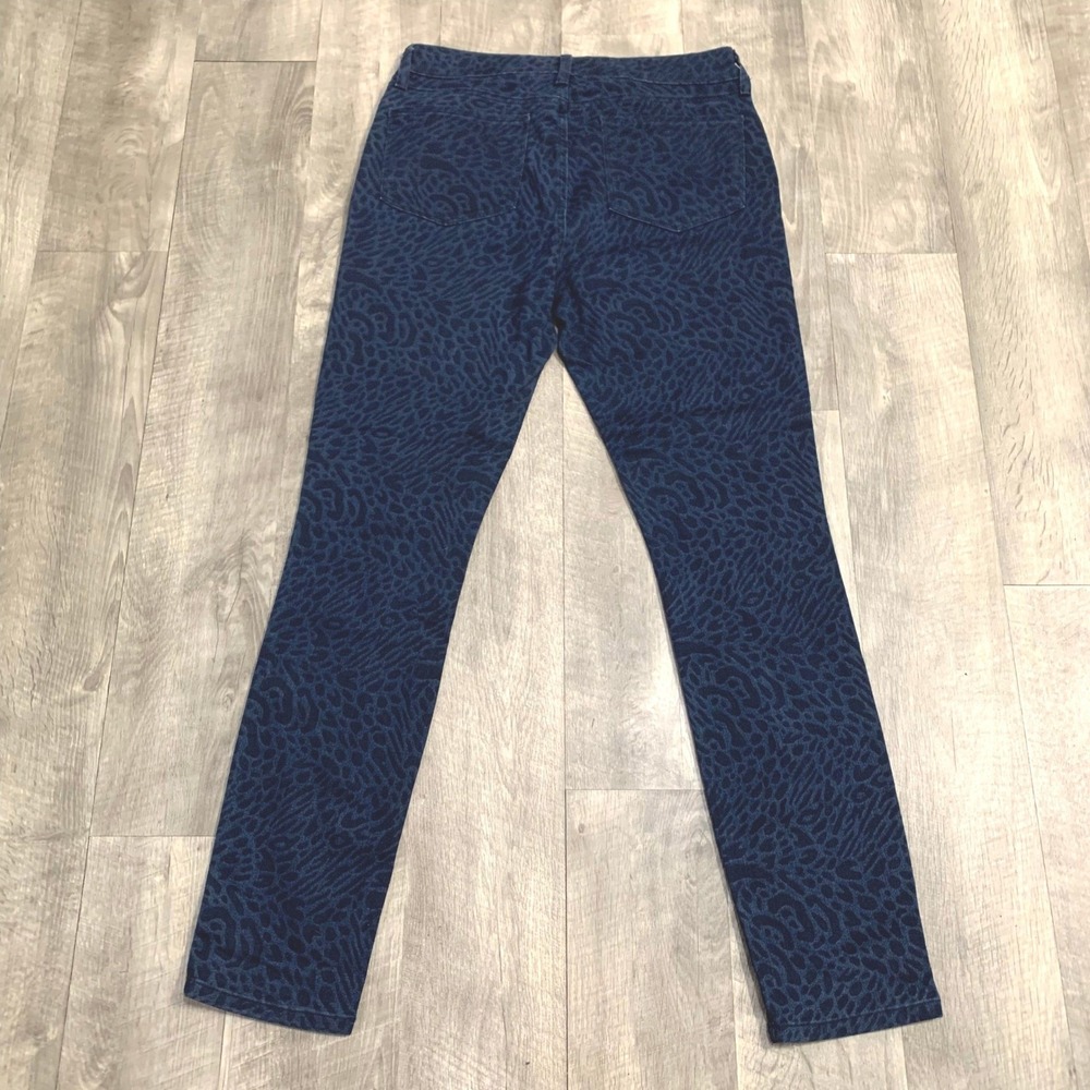 NYDJ Blue Animal Leopard Print Skinny Jeans Women's 12 Stretch Legging Denim